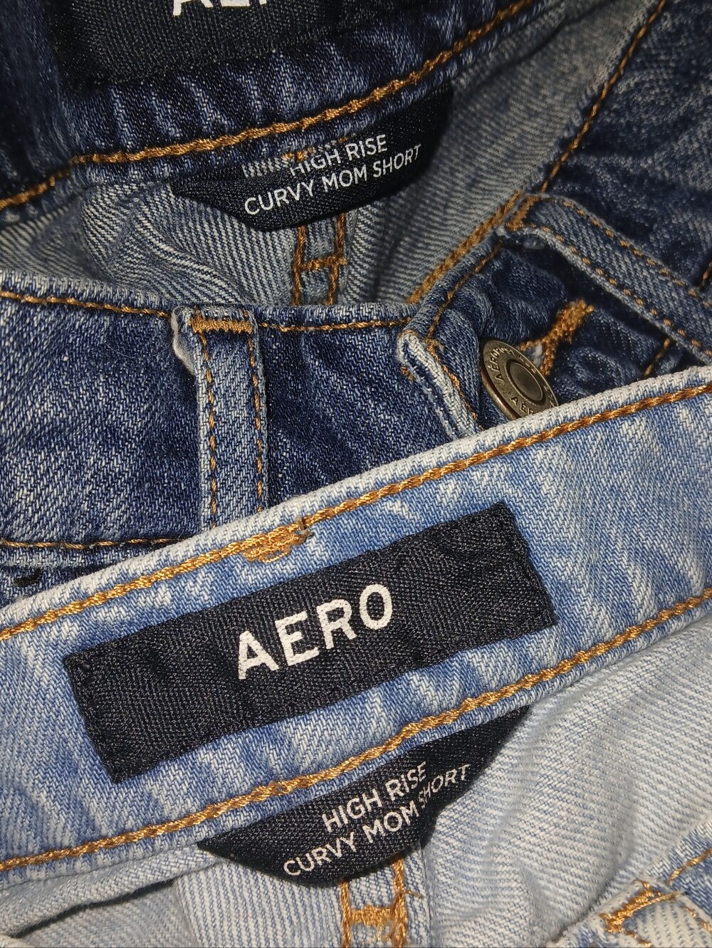Aero High Rise Curvy Mom Shorts 2 Pairs Light And Dark Blue - Picture 4 of 4
